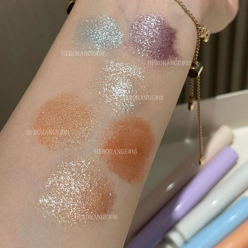 Punk Purple Glitter Eyeshadow Stick Pearlescent Highlight Shadow Stick Waterproof Lasting Shimmer Metallic Eyeshadow Makeup Zpaxo
