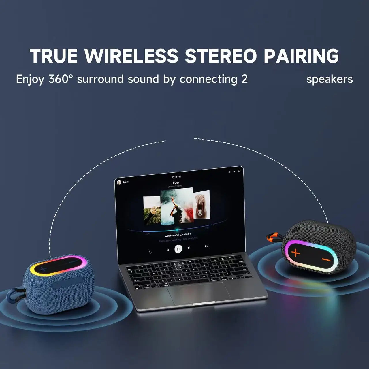Mini Wireless Stereo Speaker Portable LED Light Supports USB TF Card