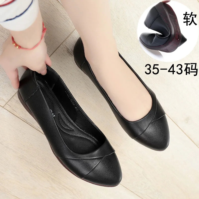 CINESSD 2023 Autumn Women Flat Shoes Leather Comfortable Bottom Big Zpaxo