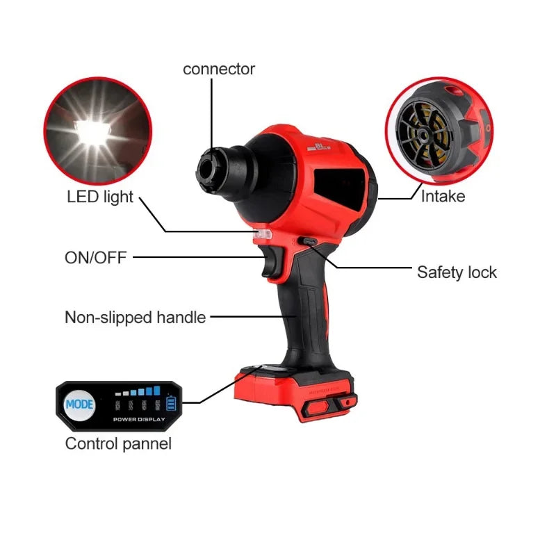 Brushless Blower 1500W 80000RPM Multifunction Inflator Vacuum