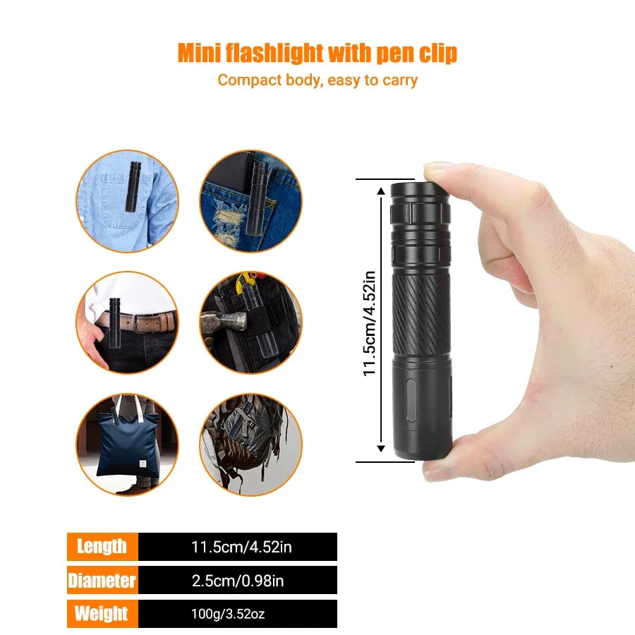 KDULIT 1000LM Tactical LED Flashlight | Type-C Rechargeable IPX6