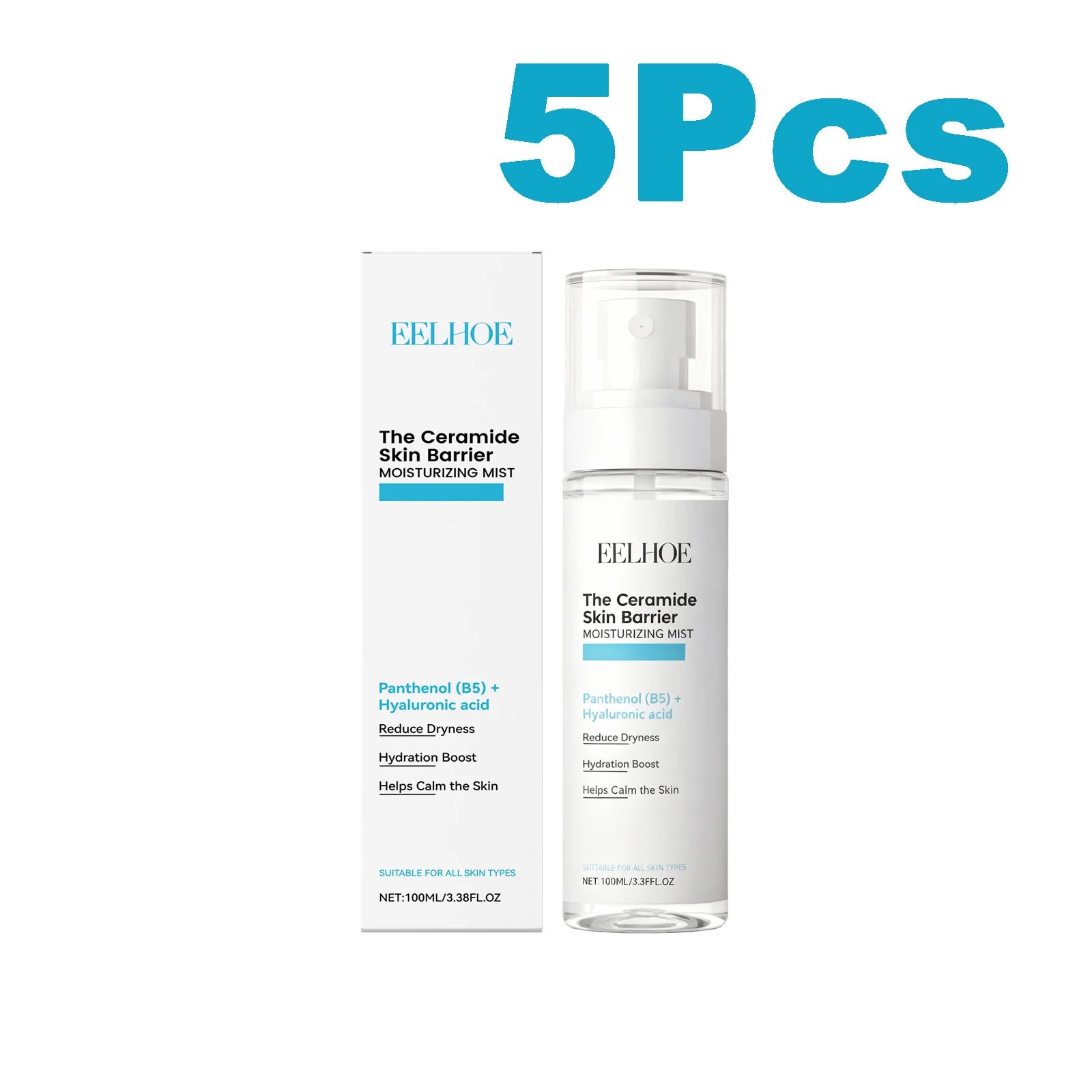 EELHOE Hyaluronic Acid Face Mist – Hydrating Toner Spray Hydrating Face Mist Zpaxo 5 x 100ml Boxed