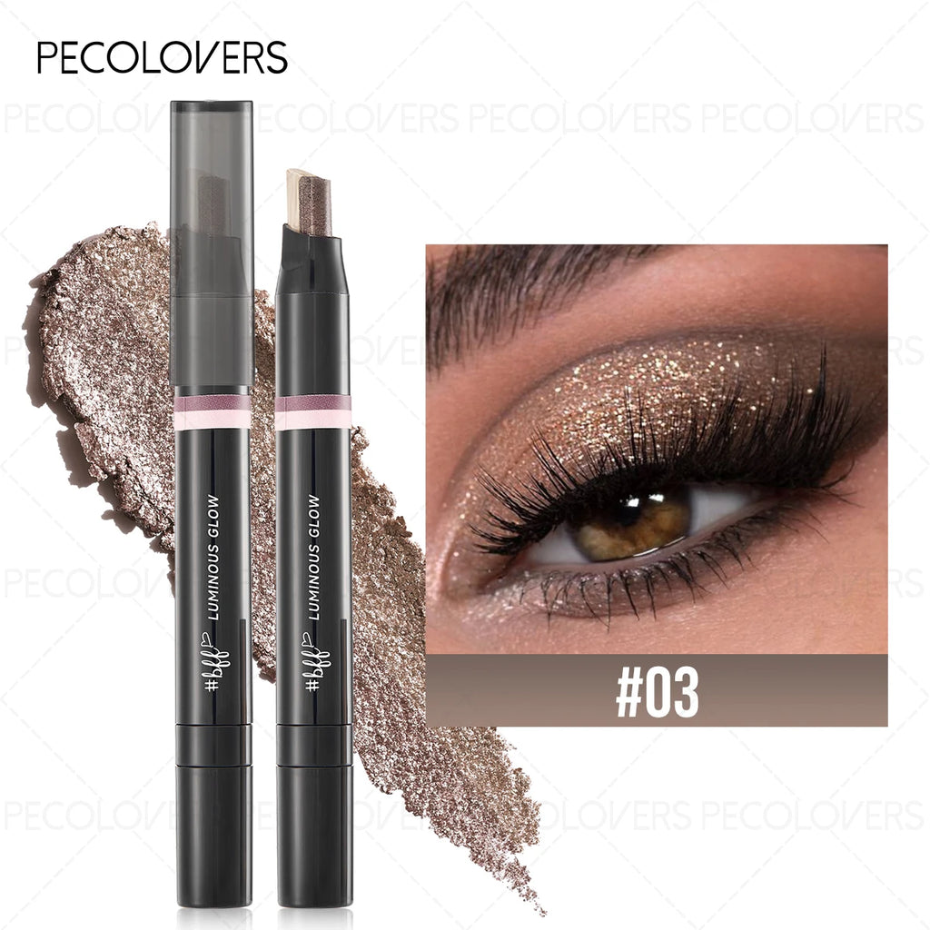 1PC Metallic Pearlescent Two-color Eyeshadow Stick - Rotating Design, Easy To Apply, Brightening Eye Highlights, Soft Texture Zpaxo 03