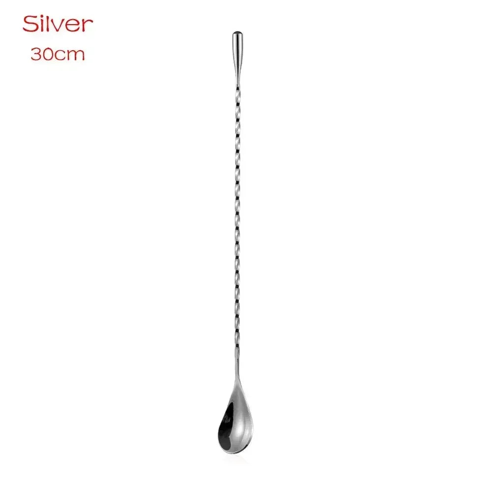 Kitchen 30cm Long Handle Cocktail Stirrers Bartender Mixing Stick Spoon Stainless Steel Barman Kit Accessories Whisky Shaker Bar Zpaxo Sliver 1pc