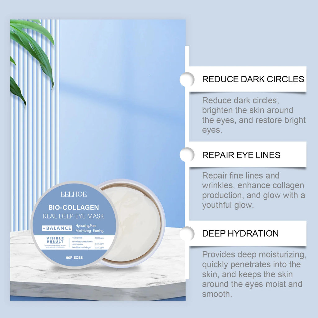 Eye Mask Hyaluronic Acid Hydrating Bio-Collagen Firming Vitamin C Brightening Under Eye Patches Anti-Puffiness Reduce Dark Circl Zpaxo