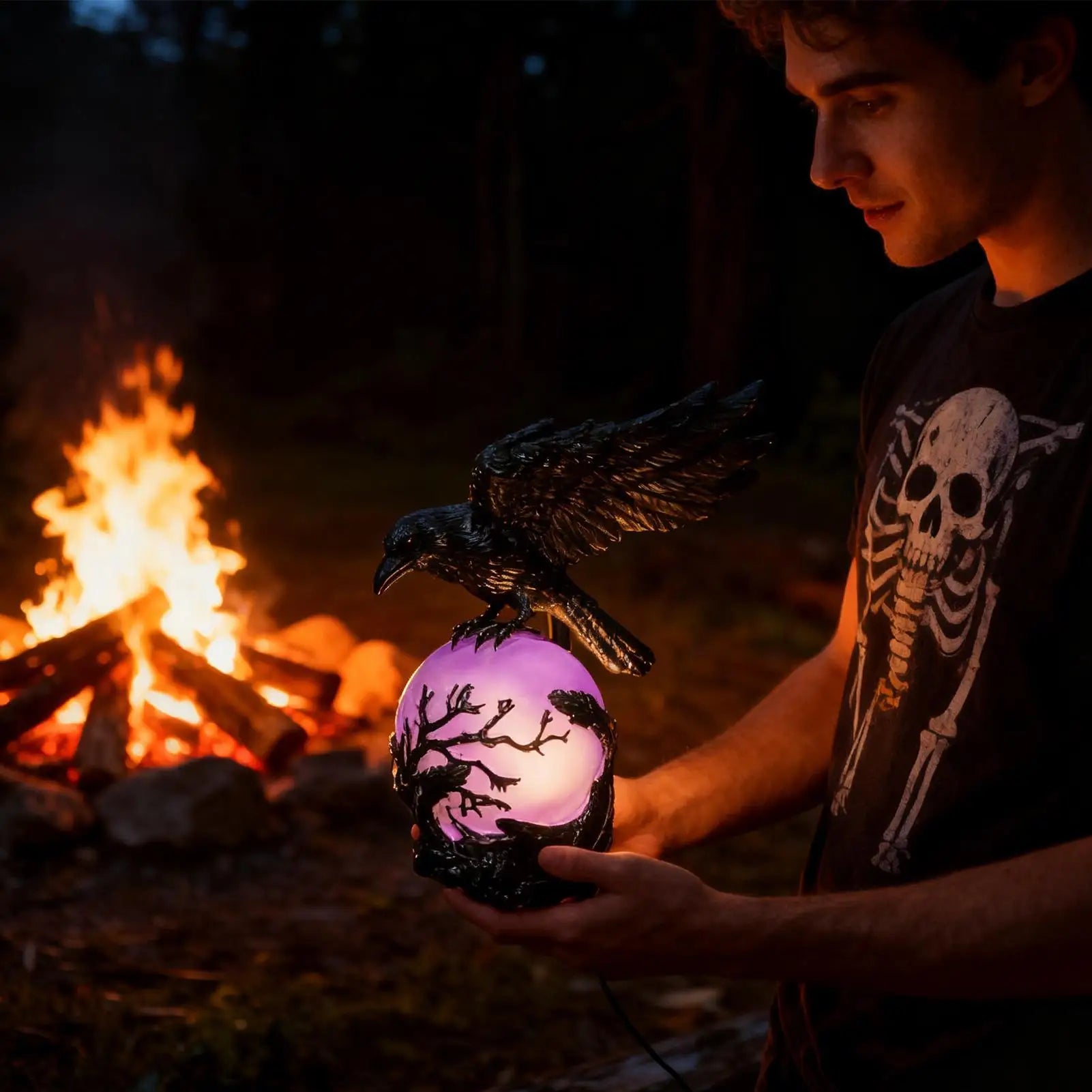 Raven Light Gothic Violet LED Fantasy Home Decor Glowing Orb Lamp