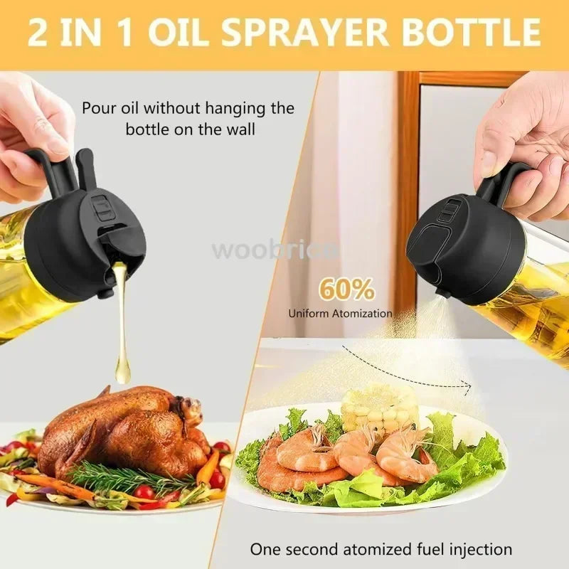 Dual Purpose Glass Oil Bottle Kitchen Spray Oil Sprayer Bottle Kitchen Oils Spray Can Leakproof Oil Spray Bottle Household Zpaxo