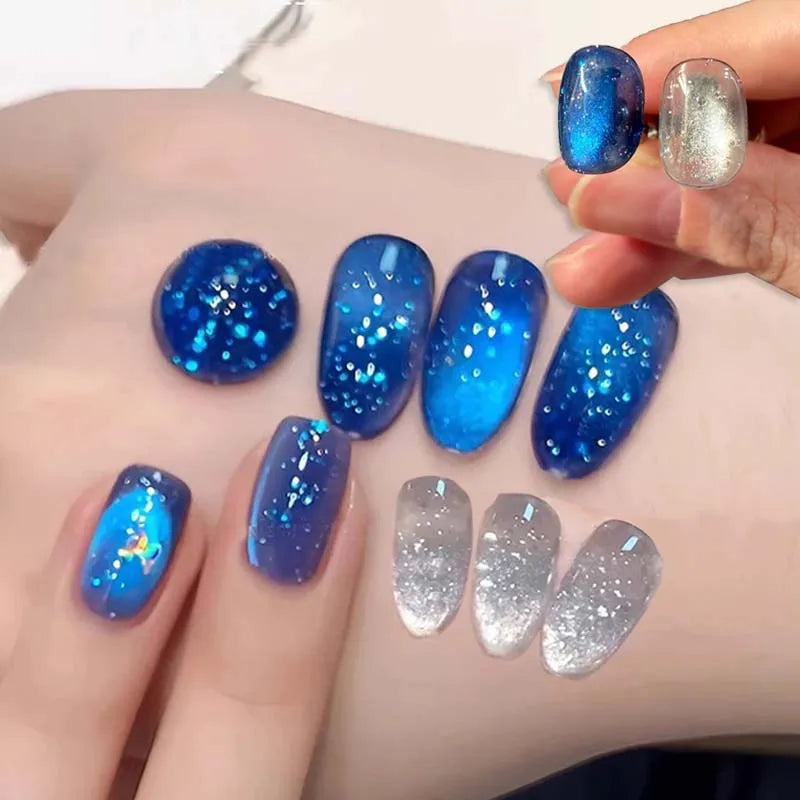 2026 New Sparkling Crystal Cat Eye Gel Nail Polish Summer Bubble Water Glass Bead Effect UV Gel DIY Nail Art Salon Manicure 15ml Zpaxo
