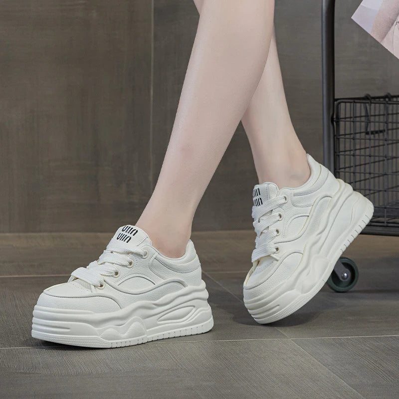 White Sneakers Women All Matchspring Autumn Thick Sole Fashion Sport Zpaxo