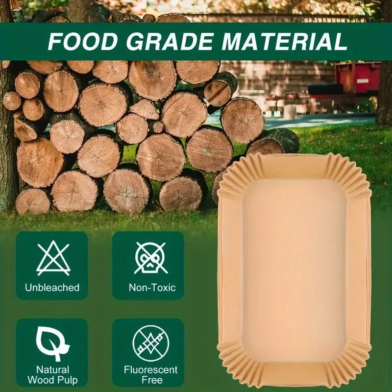 50/100pcs Disposable Air Fryer Paper Non-Stick Kitchen Baking Airfryer Mat Oilproof Micro-wave Barbecue Pad Baking Paper Zpaxo