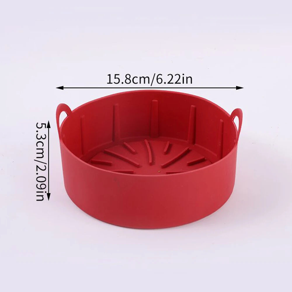Air Fryer Silicone Pot Airfryer Liners Reusable Silicone Basket Oven Liner Baking Tray Pan Accessories Zpaxo 16cm Red