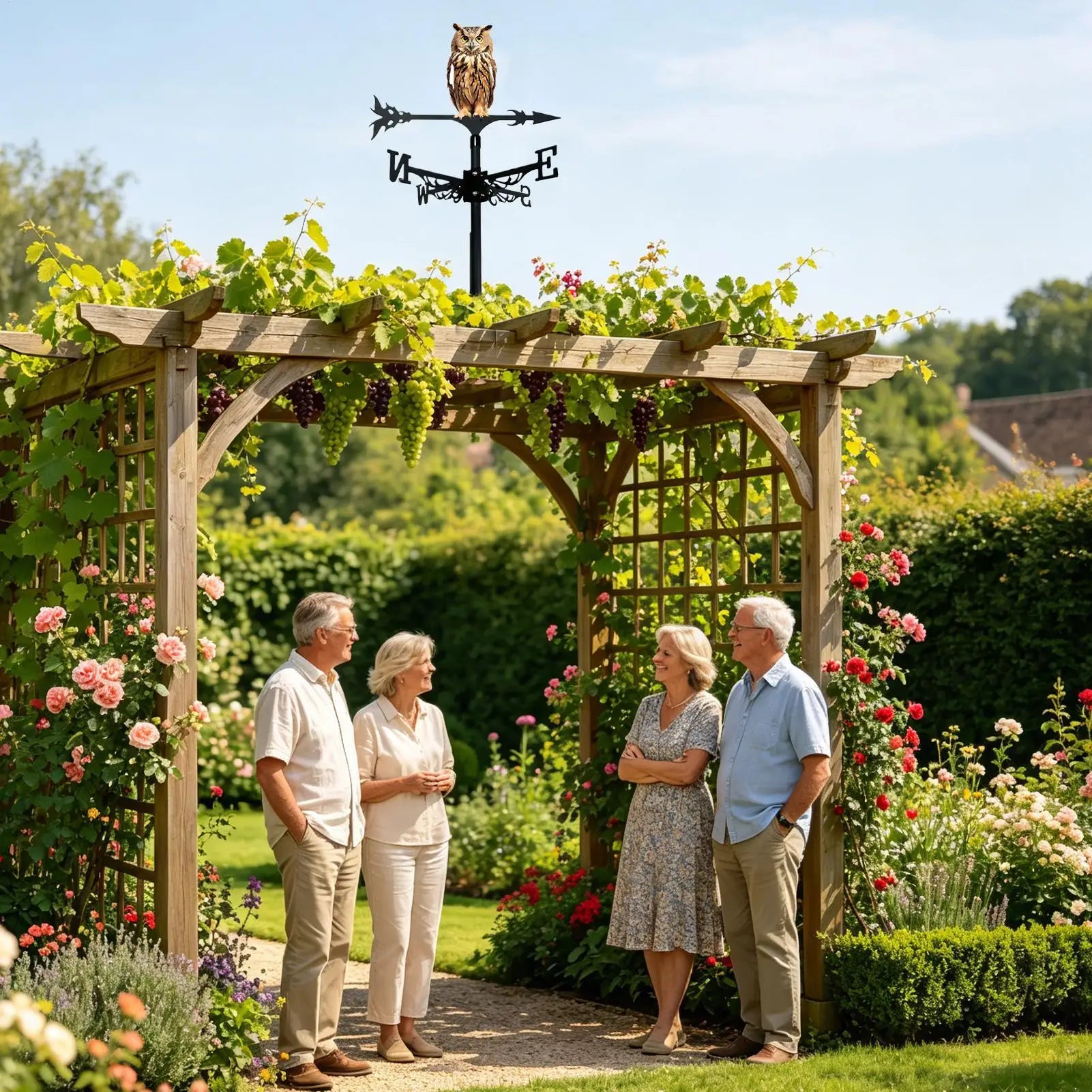 Weather Vane Metal Owl Shaped Rotating Weathervane Outdoor Vanes