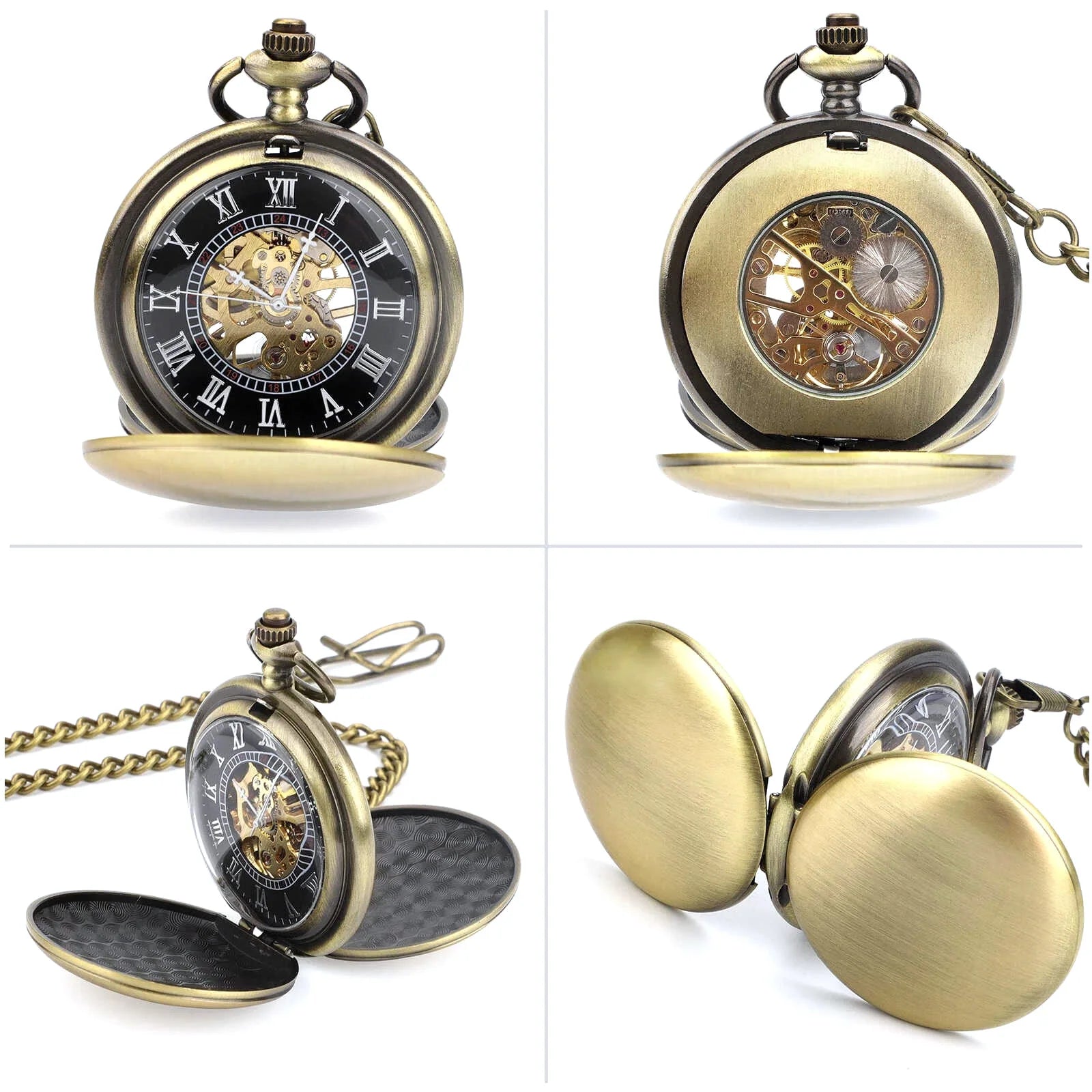 Antique Steampunk Vintage Roman Numerals Mechanical Pocket Watch