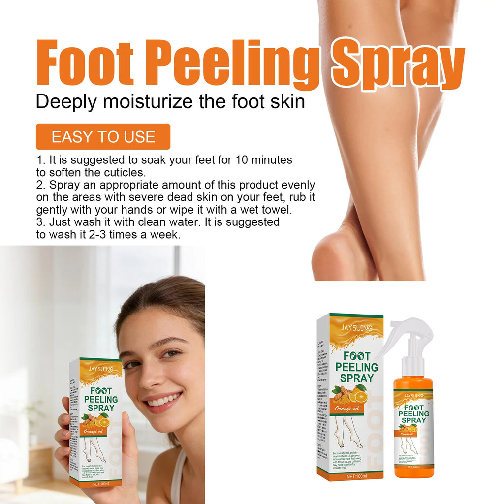 Orange Oil Foot Peeling Spray – Exfoliate & Soften Cracked Heels Foot Exfoliating Spray Zpaxo