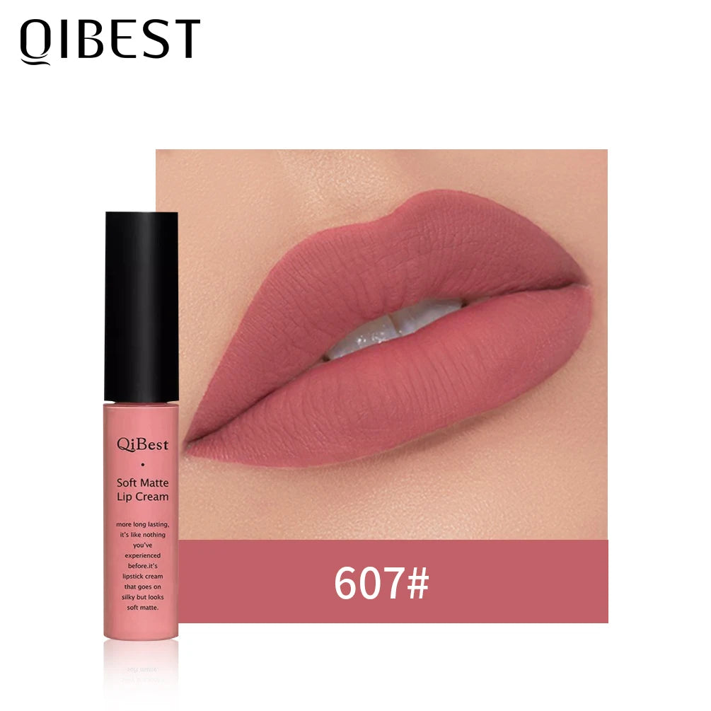 QIbest matte non-stick cup non-fading lip gloss, matte liquid lipstick Zpaxo 607