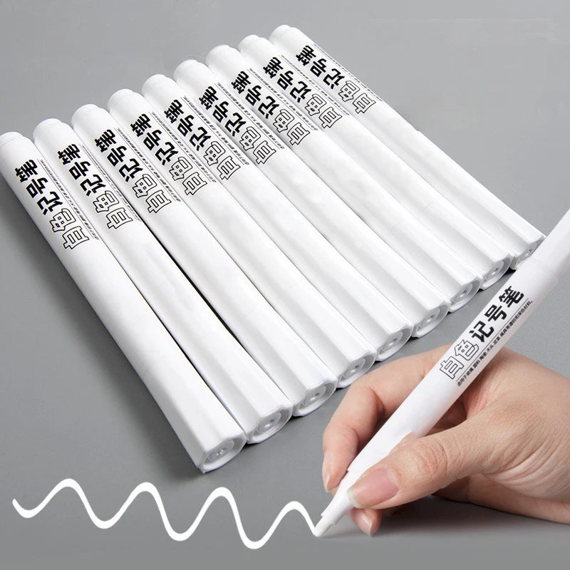 1/3/5PCS Waterproof Metal Marker Permanent White Paint Pen Washing Art Painting Graffiti Pens Fabric Wood Leather Marker 1/2/5mm Zpaxo