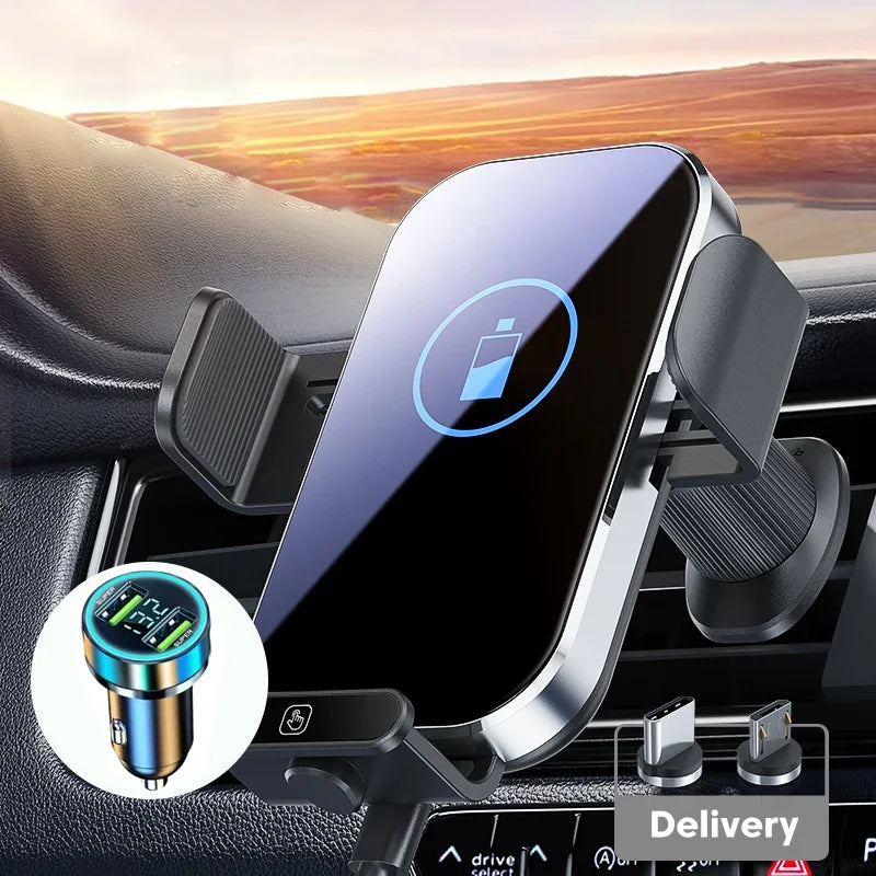 UYUXIO Wireless Car Charger 66W Fast Charging Auto Clamping Air Vent