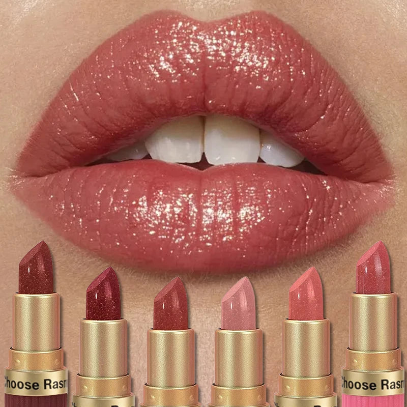 Pearlescent Pink Glitter Velvet Lipstick Delicate Pearl Shimmer Diamond Lipstick Waterproof Long Lasting Women Makeup Cosmetic Zpaxo