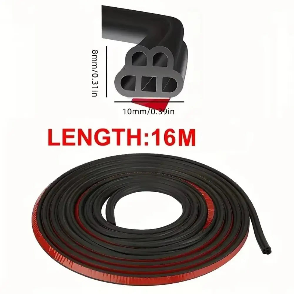 Soundproof Car Door Seal Strip 16M Dustproof Door Weather Strips Waterproof Rubber Double Layer Sealing Protector Outdoor Zpaxo