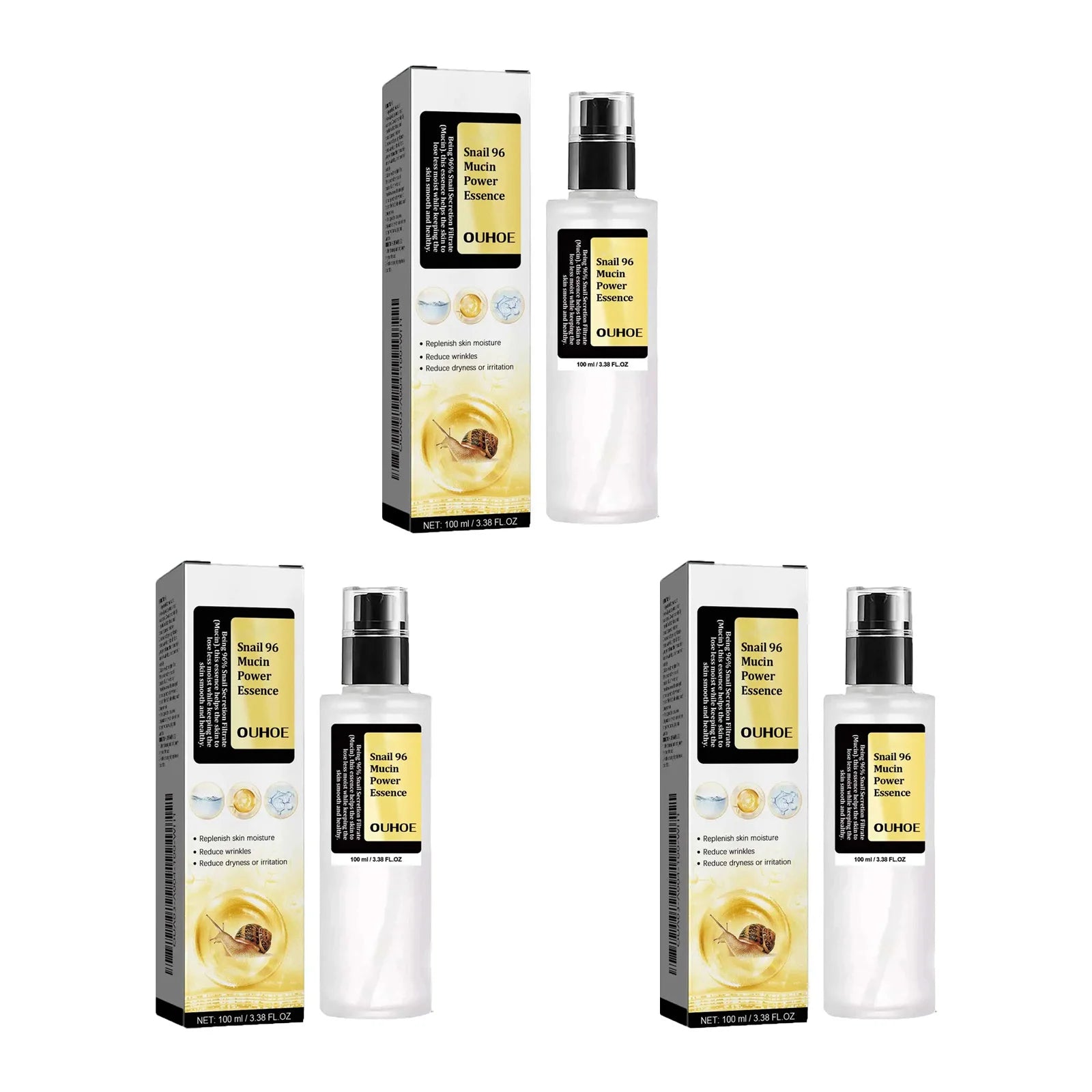 Snail Mucin Peptide Essence & Hyaluronic Acid Face Serum Face Serum Essence Zpaxo 3Pcs