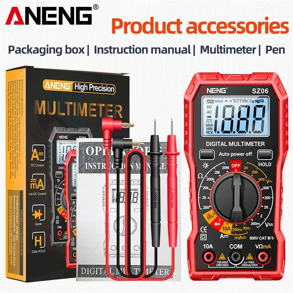 ANENG SZ06 Multimeter 2000 Diode Counts Digital AC DC Voltage Current