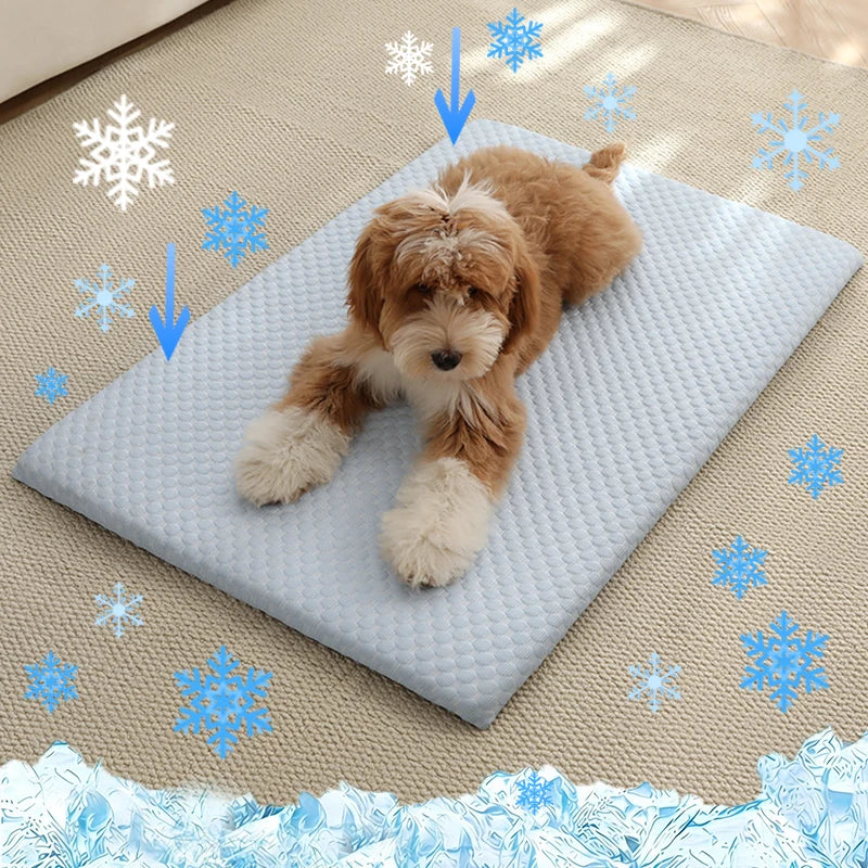 Ice Silk Cooling Pet Mat – Non-Slip Washable Dog & Cat Bed Pad