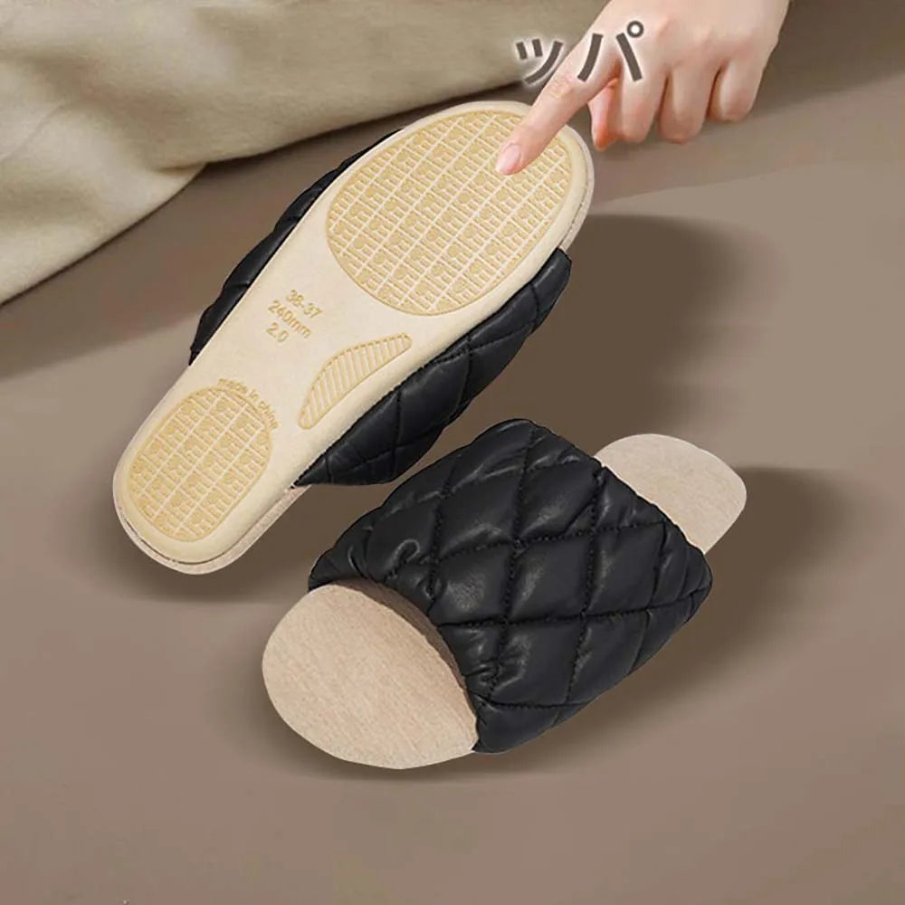 SHAJI Womens Spring Autumn Silent Indoor Cotton Slippers Sweat