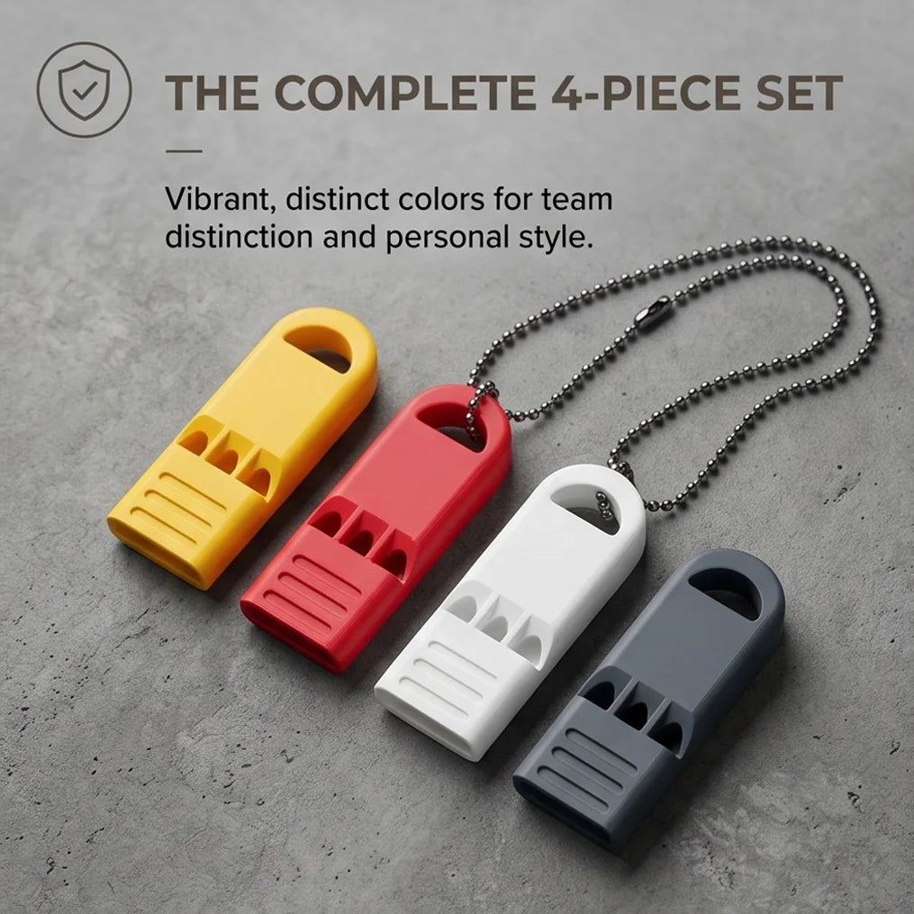 Extra Loud 3-Tone Whistle 4-Piece Pitch Survival Camping Hiking