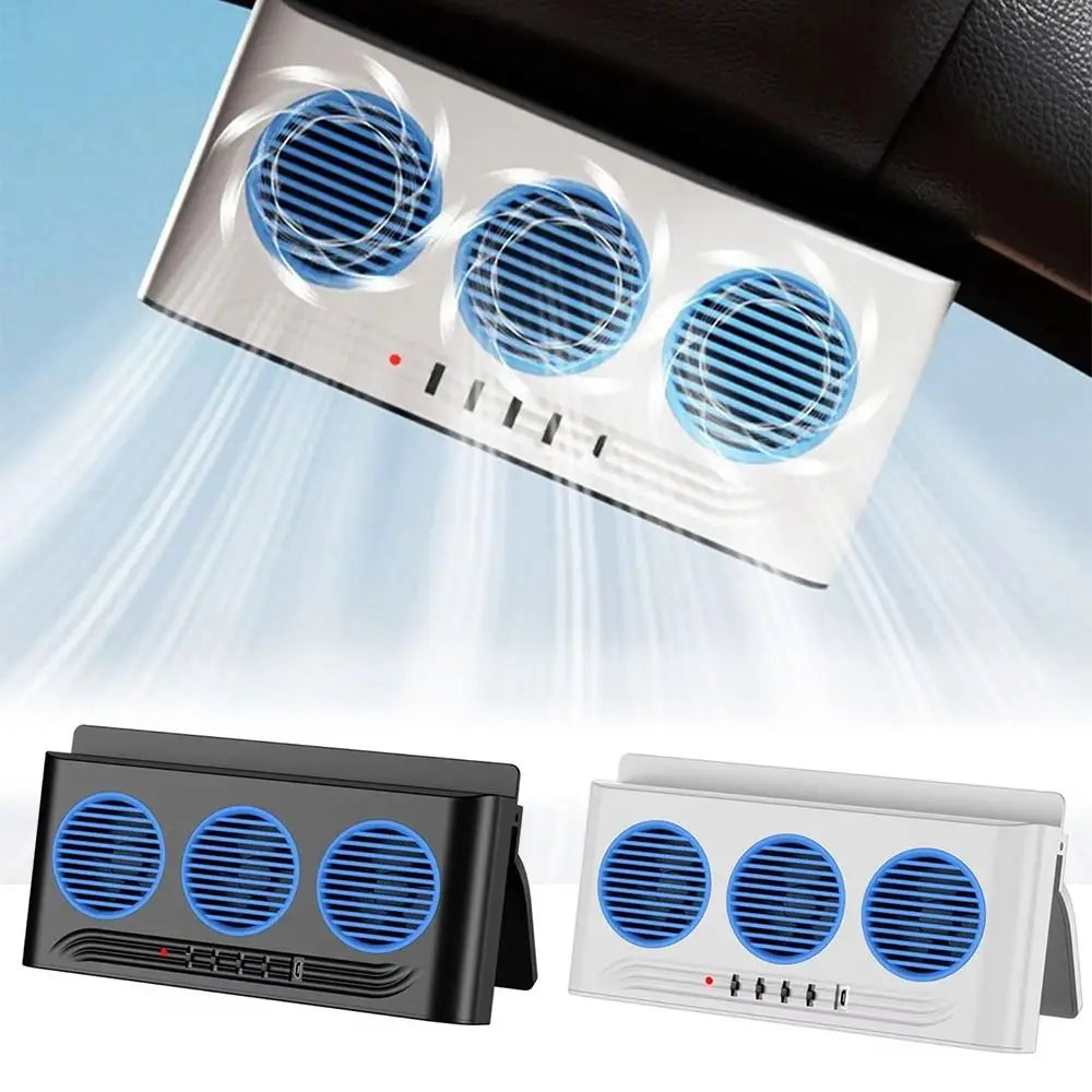 Three Outlets Solar Powered Fan Light Car Window Vent Cooler Mount Zpaxo