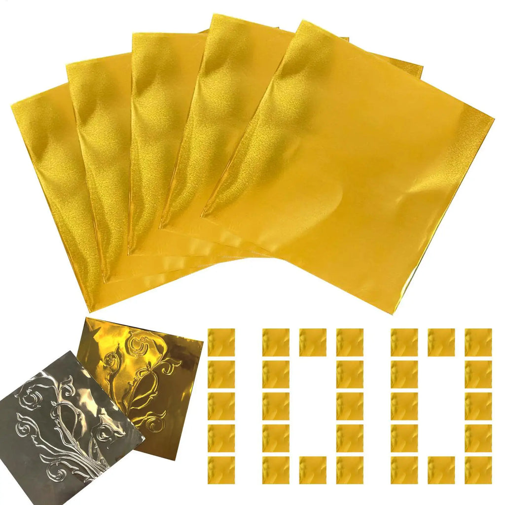 Metal Foil Paper 100 Sheets Shiny Aluminum Art Embossing Engraving
