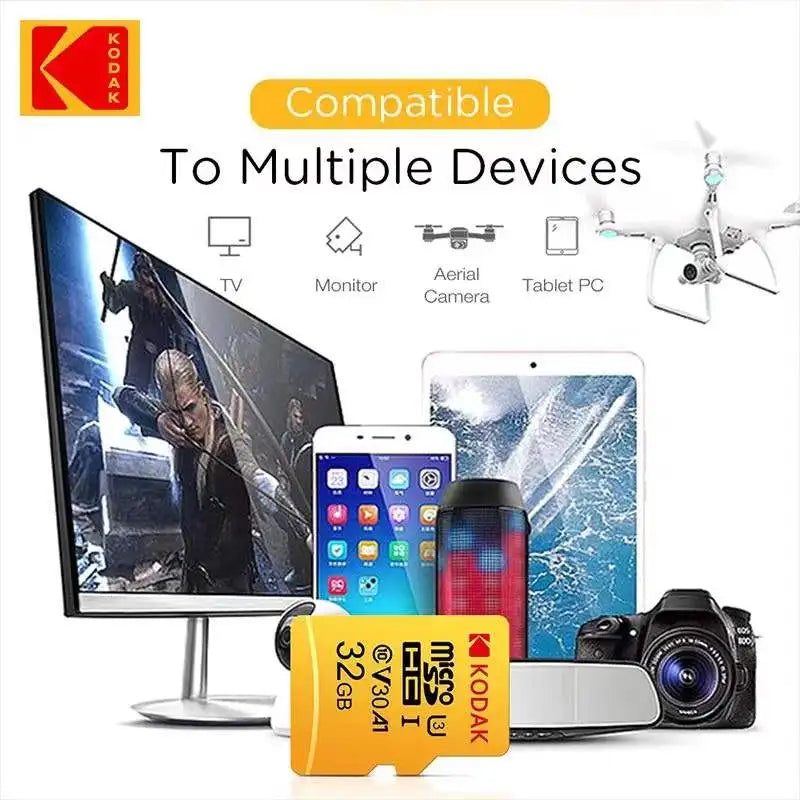 Kodak Micro SD Card Mini SD Class10 32GB 64GB 128GB 256GB High Speed Write Super Compatibility Phone Camera Meomory Card Zpaxo