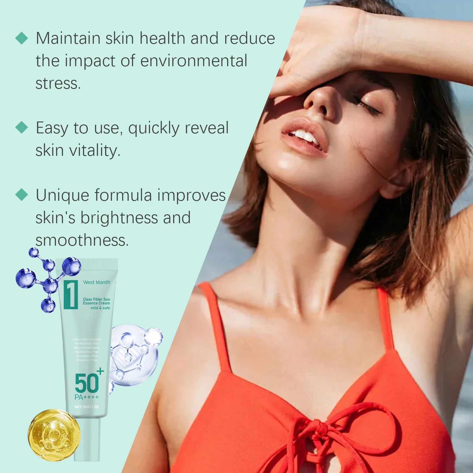 Anti Sun Cream SPF50 UV Defense Broad Spectrum Sunlight Protection Reduce Redness Hydrating Waterproof Prevent Sunburn Sunscreen Zpaxo