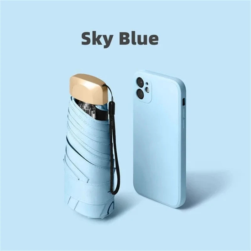 Mini 55 Off Sun Umbrella Small Pocket Rain Vinyl Folding UV Zpaxo Blue 6K Aluminum