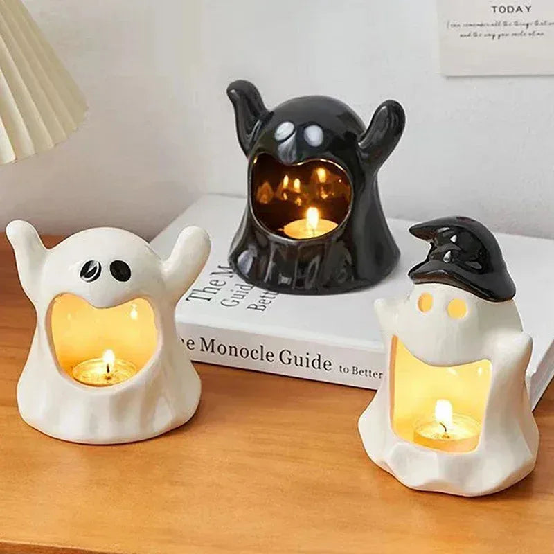 Cute Ghost Candle Holder Small Ornament Ceramic Ashtray Handmade