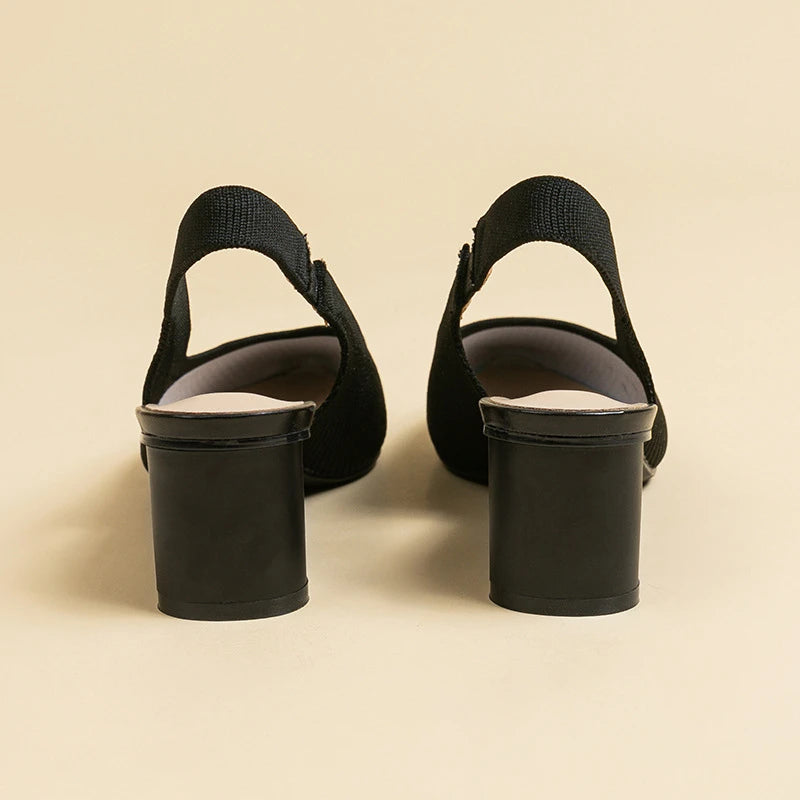 Vertical Texture Knit Princess Sandals Pointed Toe Shallow Cut Side Zpaxo