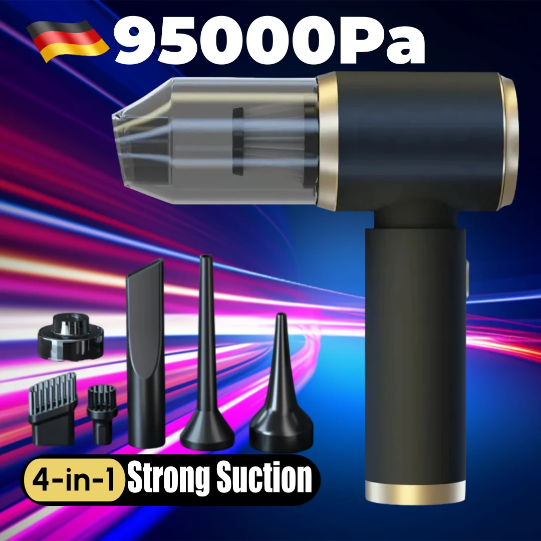 95000Pa Car Vacuum Cleaner Strong Suction Mini Duster Portable Wireless Vacuum Cleaners Powerful Cleaning Machine for Cars Home Zpaxo black