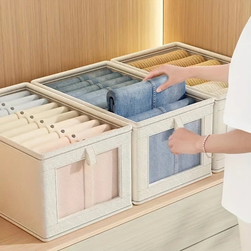 Large Fabric Storage Boxes Flip Window Clothes Underwear Quilts