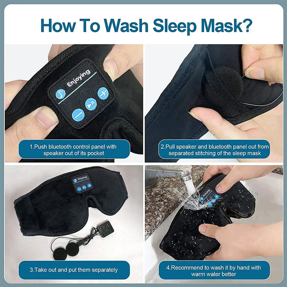 3D Eye Mask Music Play Sleeping Headphones with Built-in HD Speaker Mask For Sleep Headphones Bluetooth Zpaxo