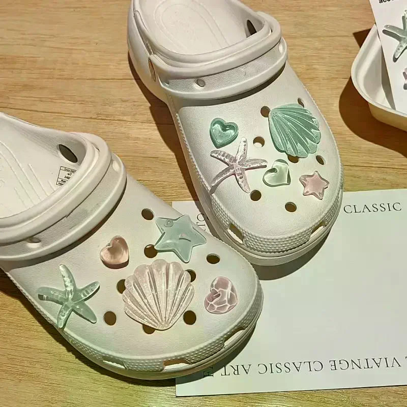Girls DIY Clogs Sandals Decor Adorable Starfish Shell Resin Charms Zpaxo