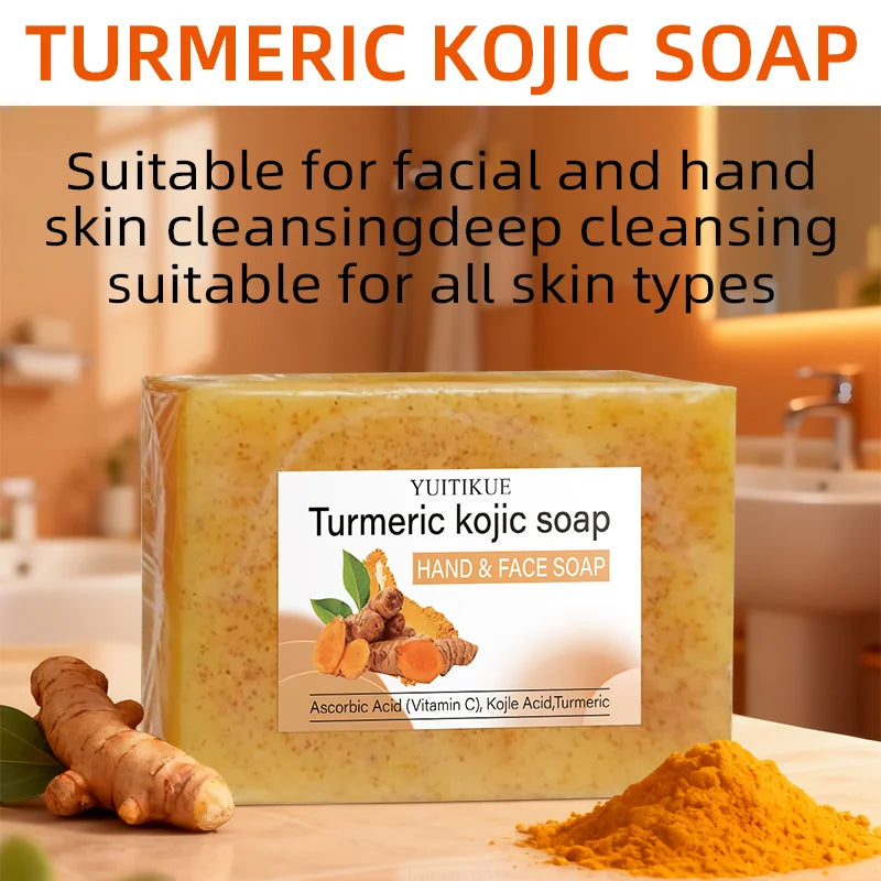 YUITIKUE Turmeric Kojic Acid Brightening Soap 200g – All Skin Types Brightening Bar Soap Zpaxo
