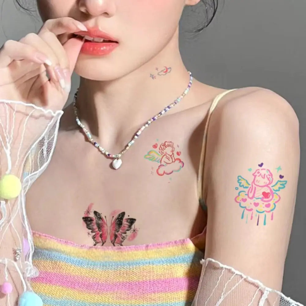 Butterfly Face Tattoo Sweet INS Style Face Decal Tattoo Sticker Long Lasting Temporary Tattoos Makeup Face Stickers Girls Zpaxo