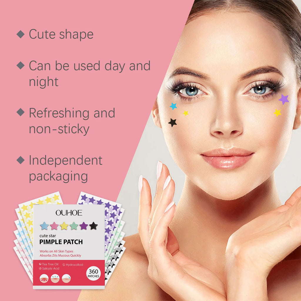 Star-Shaped Hydrocolloid Pimple Patches – 360pc Acne Patches Acne Pimple Patches Zpaxo