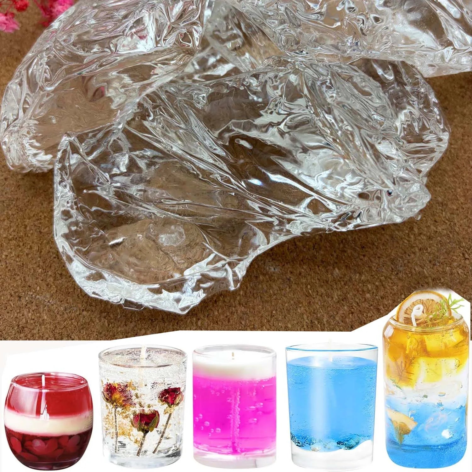 Transparent Jelly Wax for Candle Making | Crystal Gel 100g–1kg Candle Making Wax Zpaxo