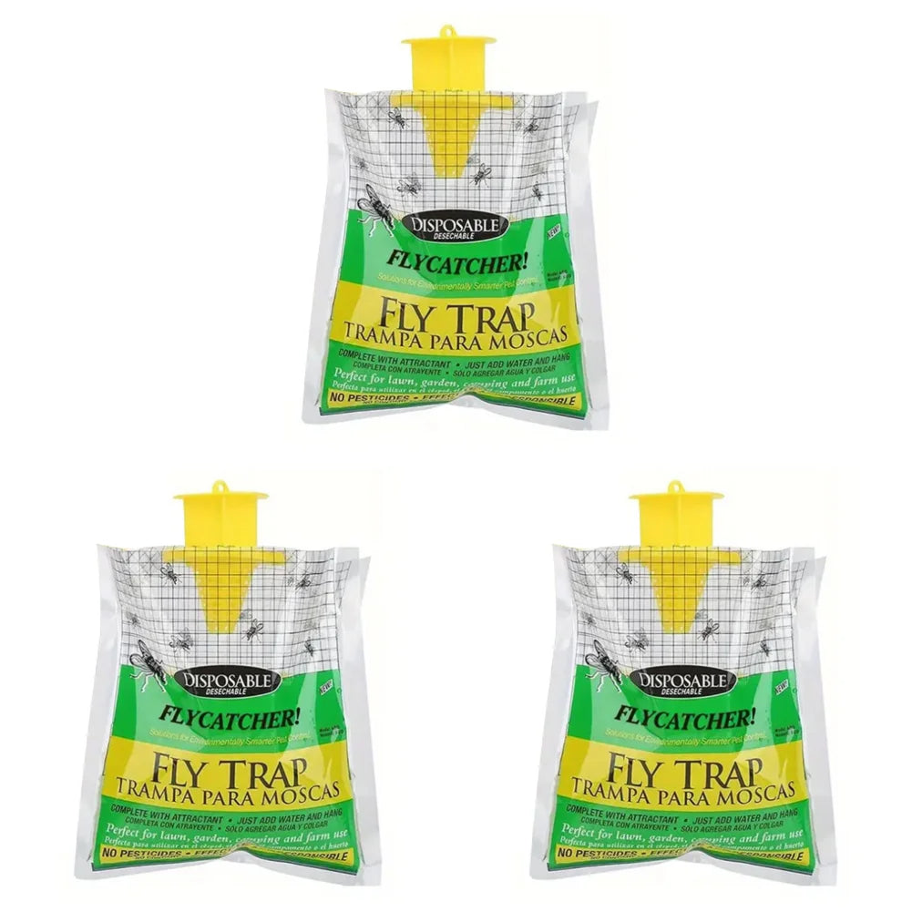1-10Pcs Hanging Fly Trap Disposable Fly Catcher Bag Mosquito Trap Catcher Fly Wasp Insect Bug Killer Flies Trap for Outdoor Zpaxo 3 PCS