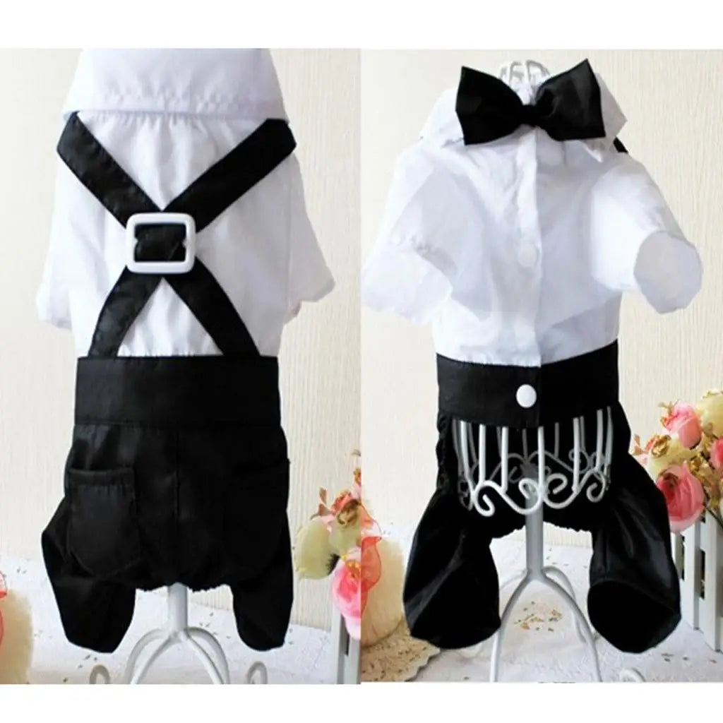 Dog Costumes Shirt Suit Tuxedo Wedding Party Clothes Bow Tie Pet Coat Zpaxo XL
