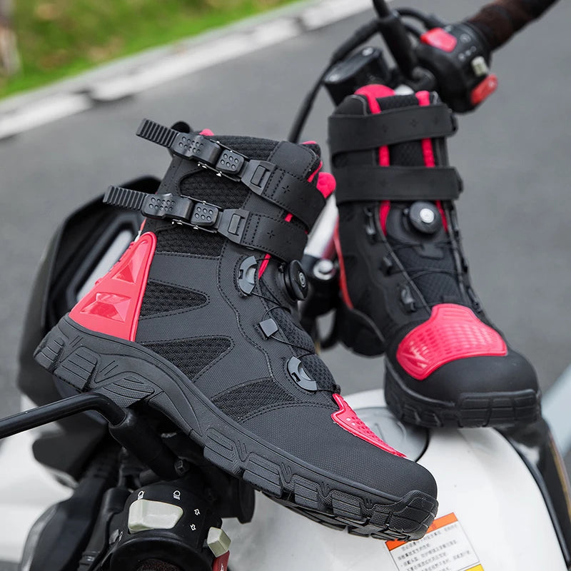 Lexsan Motorcycle Boots Men Leather Motos Breathable Anti Slip