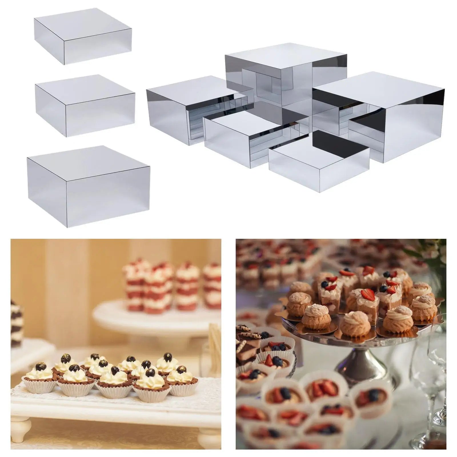 Buffet Risers Decorative Parties Bakery Versatile Mirror Acrylic Cake Zpaxo