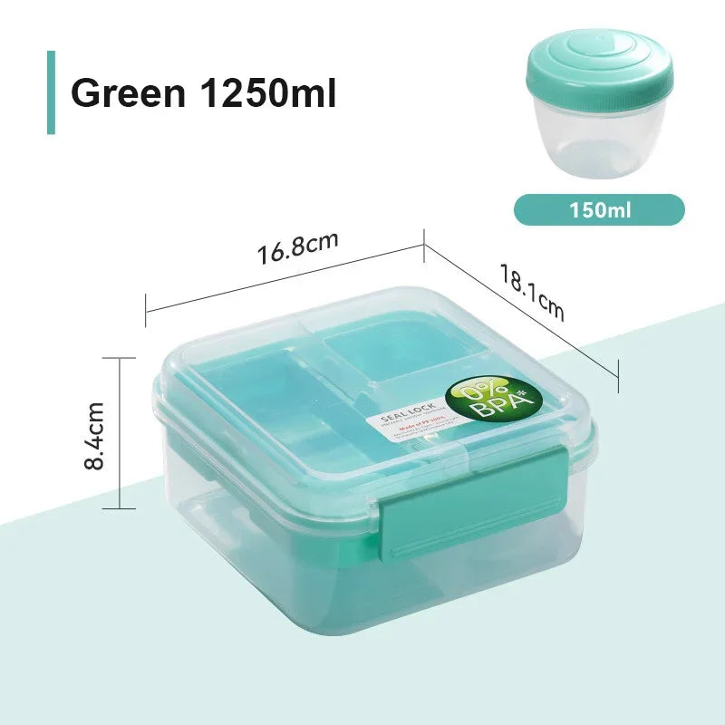 Portable Handle design Double layer Lunch box Compartment Bento Boxes Students Toddler Bento Containers Outdoor Salad Picnic box Zpaxo Medium Green