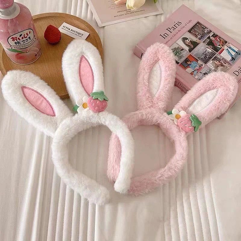 Rabbit Ear Headband Hat Strawberry Flower Bunny Hair Band Happy Zpaxo