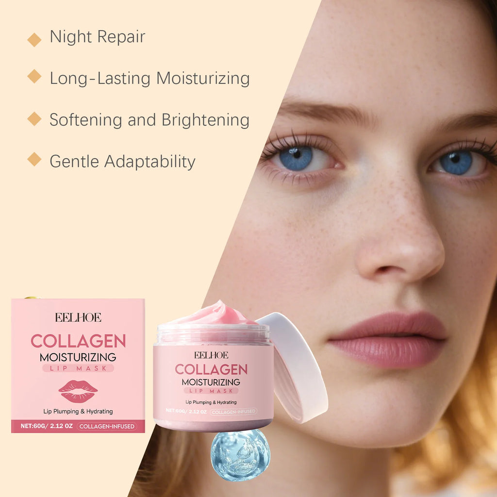 Collagen Lip Mask Overnight Repair Moisturizing Nourishing Treatment for Dry Flaky Lips Women's Lip Care Essential Fade Lip Line Zpaxo